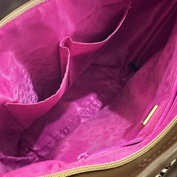 👜✨ SUSAN LUCCI Vintage 90s Gold & Brown Vegan Leather Polyester‎ Tote Bag - Picture 4 of 6